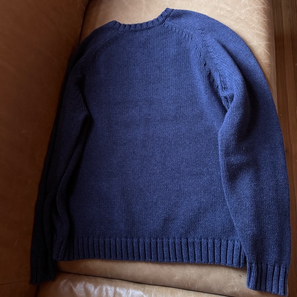 Land’s End Vintage USA Flag Motif Blue Crewneck 100% cotton Sweater 4th of July - Picture 5 of 10